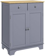 HOMCOM Corp de depozitare bufet pentru living cu dulapuri, 2 sertare și polițe reglabile, 68x40,3x85cm, gri și lemn natural | Aosom Romania