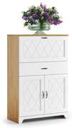 Mazzoni Bar PROVENZA KD2SZ1+1 Stejar Piatră/Alb Mat - DULAP CU SERTAR MARE COMODĂ RETRO