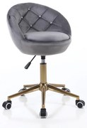 HR948K Scaun Grafit din Catifea cu Bază Aurie