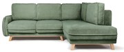 Colțar verde deschis extensibil cu tapițerie din catifea reiată (cu colț pe partea dreaptă) Tori – Bonami Selection