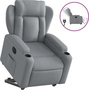 vidaXL Fotoliu electric rabatabil cu ridicare, gri deschis, textil