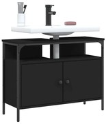 vidaXL Dulap pentru chiuvetă baie, negru, 80x30x60 cm, lemn prelucrat