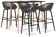 vidaXL Set mobilier de bar, 5 piese, negru și gri