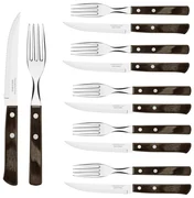 Set cutite si furculite 12 piese pentru friptura / pizza Tramontina maro 29899199