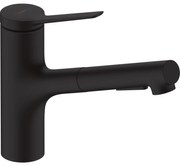 Baterie chiuveta bucatarie cu dus extractibil negru mat, monocomanda Hansgrohe Zesis M33 74803670 Negru mat