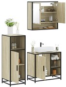 vidaXL Set mobilier de baie, 3 piese, stejar sonoma, lemn prelucrat