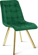 Scaun de dining CIEZA VELVET cu picioare aurii, verde