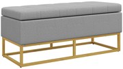 HOMCOM Bancă cu depozitare 2 în 1, scaun capitonat și picioare din oțel 110 x 44 x 48 cm gri și aurit | Aosom Romania