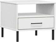 vidaXL Noptieră cu picioare metalice „OSLO”, alb, lemn masiv pin