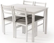 MAZZONI EXPORT Set TORINO masă + 4 scaune Alb/Gri deschis (material Sawana 21) - SET DE LEMN PENTRU BUCĂTĂRIE/SUFRAGERIE