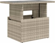 vidaXL Masă de grădină cu blat din sticlă, gri deschis, 100x55x73 cm