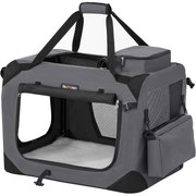 Feandrea Transportor pliabil pentru animale de companie, cutie transport caini 60 x 42 x 42 cm, gri