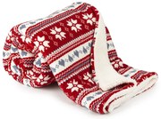 Pătură din imitație blăniță 4Home Vis de iarnă roșu, 150 x 200 cm