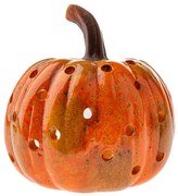 Sfeșnic ceramic de toamnă Dovleac, 9 x 15 cm
