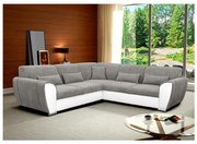 Colțar extensibil în formă de L cu spațiu de depozitare VISEU, partea dreaptă, gri/alb