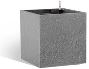 Ghiveci cu auto-udare Flower Lover CubicoStone gri, 27 cm, 27 cm