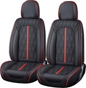 Huse auto premium 5 locuri Carguard Deluxe piele ecologica perforata - negru - rosu