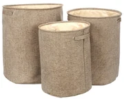 Set coș de rufe din 3 piese, maro