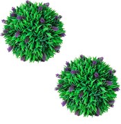 vidaXL Set de 2 arbuști ornamentali artificiali, bilă cu lavandă, 30 cm