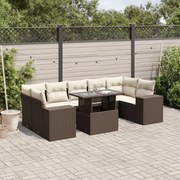 vidaXL Set canapele de grădină cu perne, 8 piese, maro, poliratan
