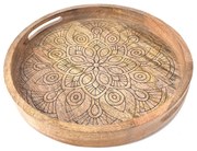 InDecor Tava din lemn de mango Mandala, 38 x 38 x4,5 cm