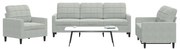 vidaXL Set de canapele cu perne, 3 piese, gri deschis, catifea