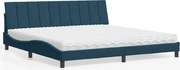 vidaXL Pat cu saltea, Hanko, albastru, 200x200 cm, catifea