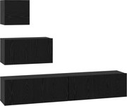 vidaXL Set comodă TV Pe perete 3 pcs Stejar Negru Lemn compozit