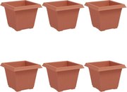 vidaXL Vază pătrată pentru flori 6 pcs Roșu cărămidă 33 x 33 x 26 cm