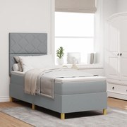 vidaXL Pat cu arcuri cu saltea gri deschis 80x200 cm țesătură