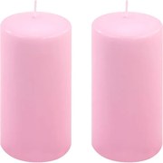 Set de lumânări pilon, 15 cm, Ø 7,5 cm, roz, 2 bucăți