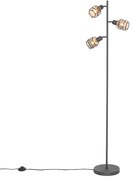 Lampa de podea de design neagră cu auriu cu 3 lumini - Noud