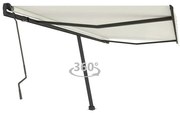 vidaXL Copertină autonomă retractabilă manual, crem, 400x300 cm