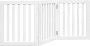 vidaXL Poartă pentru câini pliabilă, 3 panouri, alb, 150 cm, lemn plop