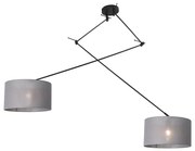 Lampă suspendată neagră cu abajur 35 cm gri reglabilă cu 2 lumini - Blitz