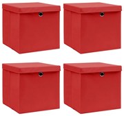 vidaXL Cutii depozitare cu capace 4 buc. roșu, 32x32x32 cm, textil