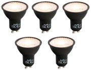 Set de 5 becuri LED GU10 reglabile, negru, 6W, 500lm, 2700K