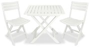 vidaXL Set mobilier bistro pliabil, 3 piese, alb, plastic