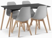 Set de masa 1 + 4, masa neagra ADRIA 120x80 cm + scaun gri KITO