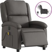vidaXL Fotoliu rabatabil electric, gri, piele naturală