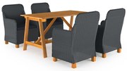 vidaXL Set de masă pentru grădină, 5 piese, gri închis