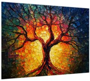 Tablou pe sticlă - Arborele vieții în mozaic (70x50 cm)