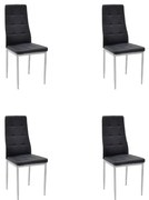 Set 4 Scaune Bucatarie/Dining Kleo Piele Ecologica Negru Picioare Crom