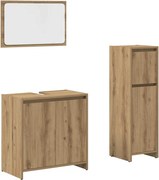 vidaXL Set mobilier de baie, 3 piese, stejar artizanal, lemn prelucrat