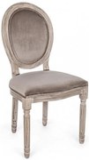 Scaun dining taupe din catifea si lemn de Mesteacan, Mathilde Bizzotto