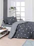 Set lenjerie pat 143EPJ4326, bumbac/poliester, gri/alb, 160x240 cm, cu
