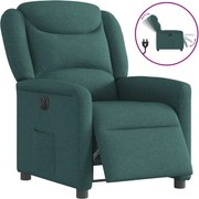 vidaXL Fotoliu rabatabil electric, verde închis, material textil