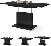 Mazzoni ASTON MINI Negru Mat - MĂSUȚĂ DE CAFEA MODERNĂ EXTENSIBILĂ REGLABILĂ PE ÎNĂLȚIME MASĂ TRANSFORMABILĂ
