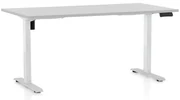 Masa inaltime reglabila OfficeTech B, 160 x 80 cm, bază albă, gri deschis