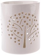 Lampa aromatică din porțelan Heart tree albă, 11 x13 cm